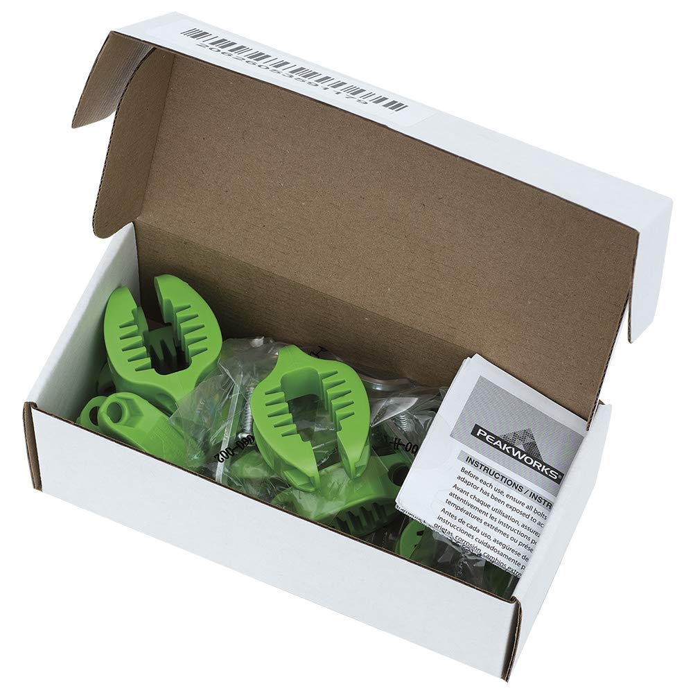 Peakworks Tool Tethering System, 1-15/16" x 9/16" Flat Clamp, HDPE, Green (Pack of 10), V8561602