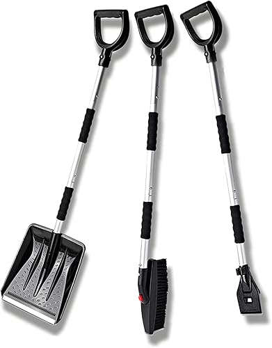 Vaygway Kit de pala de nieve 3 en 1 Kit de cepillo de eliminación de nieve portátil plegable de alta calidad kit de cepillo de eliminación de nieve