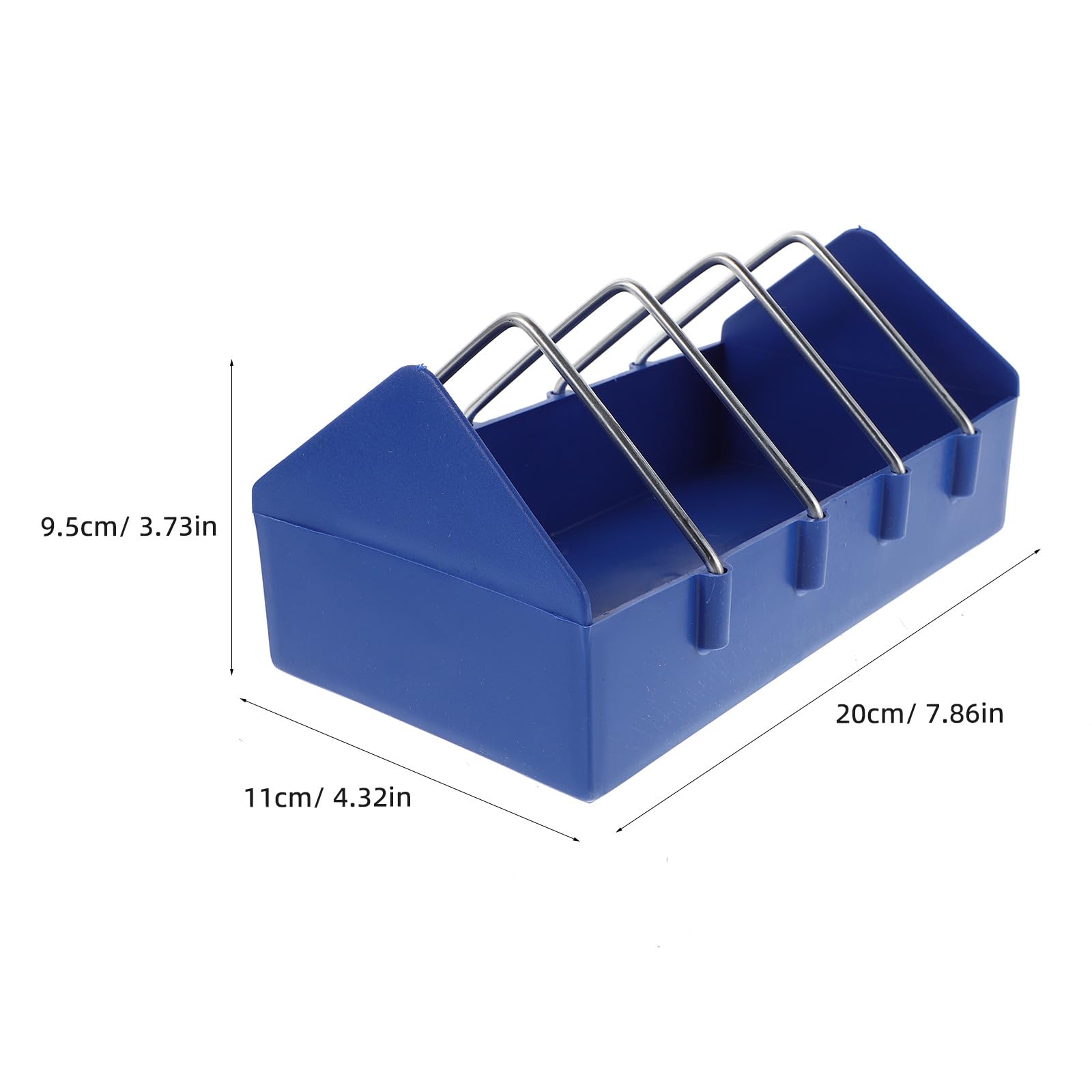 Lot de 4 Mangeoires pour Pigeons en Plastique Bleu Séparation Amovible et Fente Métallique, Grosse Capacité, Résistantes aux Intempéries pour Usage en Ferme ou Extérieur