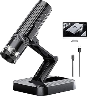 USB Digital Microscope, GUVOP 50X-1000X Handheld Pocket Microscopes Camera, 1080P HD Coin Microscope, Trichome Mini Camera Magnifier with 8 Adjustable LED, Compatible with Mac, PC View Windows- Black