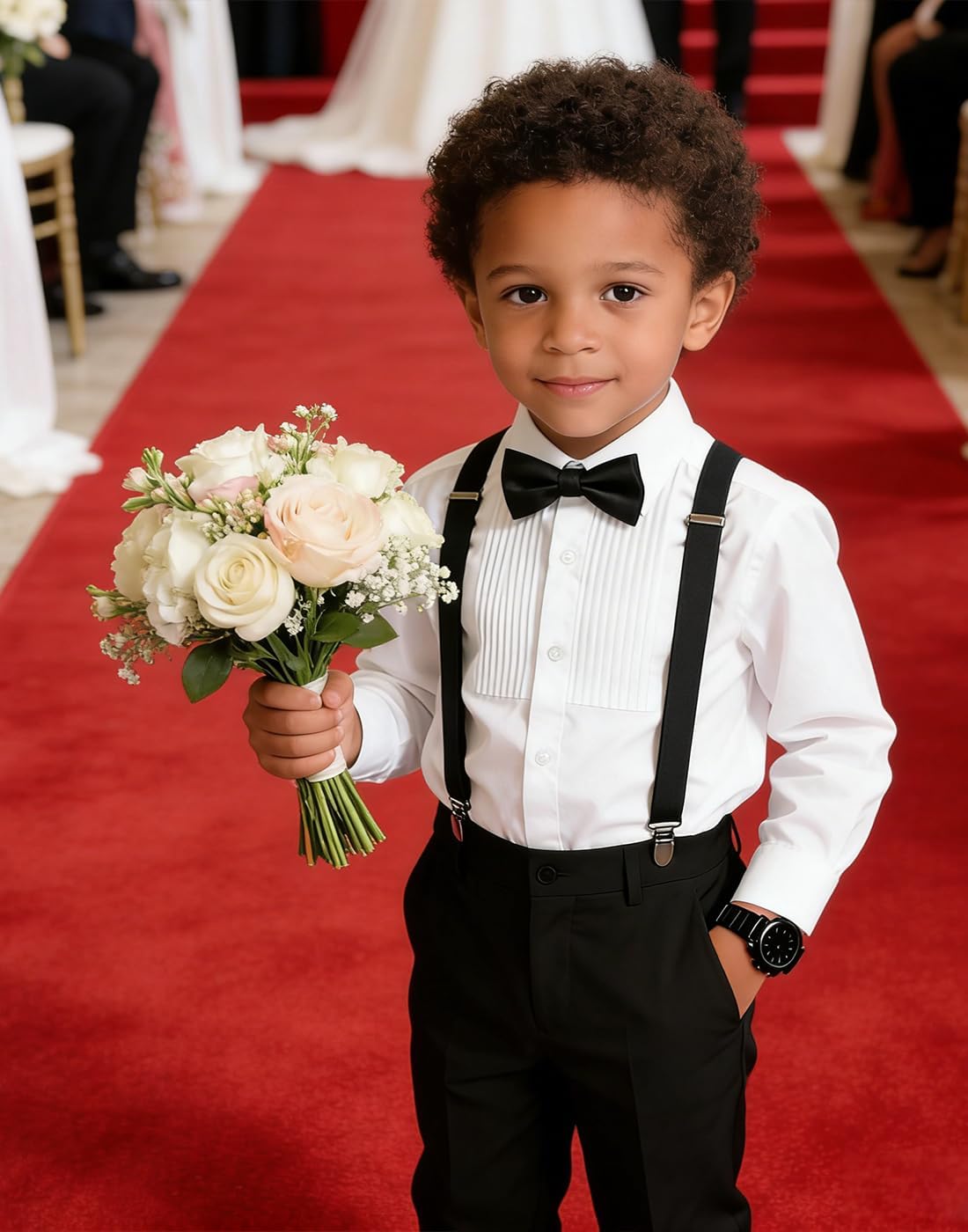 Boy Formal Suit Set Toddler Boy Suspender Outfit