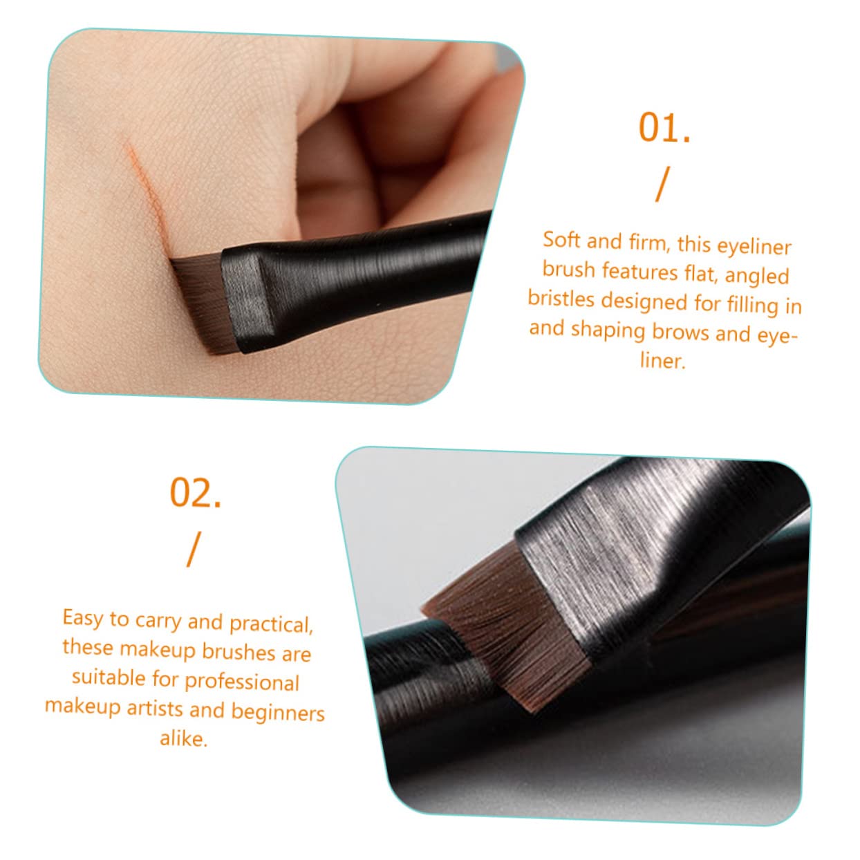 LIFKOME 3sets Travel Makeup Brushes Eyebrow Powder Brush Kit Angled Precision Eyeliner Ultra Thin Eyeliner