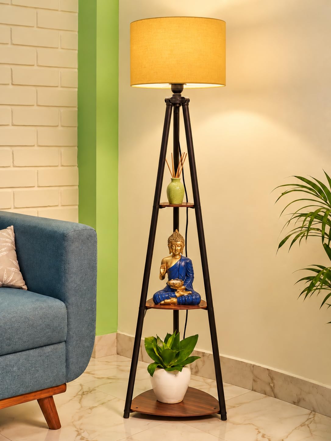 Crosscut LED Tripod Floor Lamp - 3 Shelves, White -10 Crosscut LED Tripod Floor Lamp - 3 Shelves, White -10