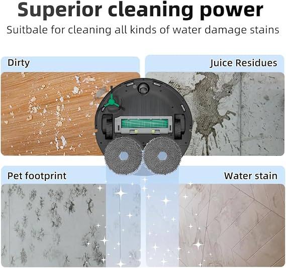 iRobot Roomba Plus 405コンボ/505コンボロボット掃除機用モップパッド8個パック、スピンクリーニングパッド交換部品アクセサリーセット。