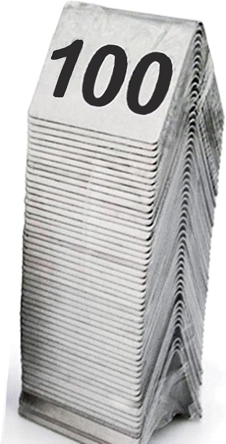 Table Numbers 1-50 50-100 Tent Style, Double Side Numbered Table Signs Place Cards for Banquets Party Wedding Reception Restaurant Tabletop Reserved, V Shape Stands/Holders(Numbers 1 to 100)