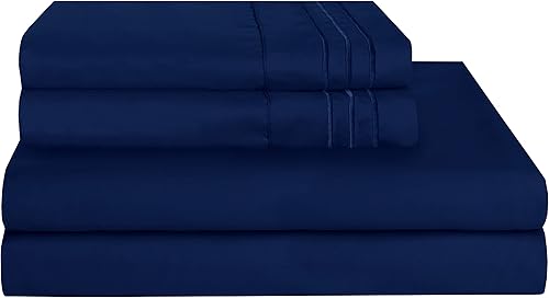 Miniatura 7 de Vacco Juego de sábanas tamaño Queen, sábanas y fundas de almohada de 4 piezas para hotel de lujo de la serie 1800, sábanas ultrasuaves,