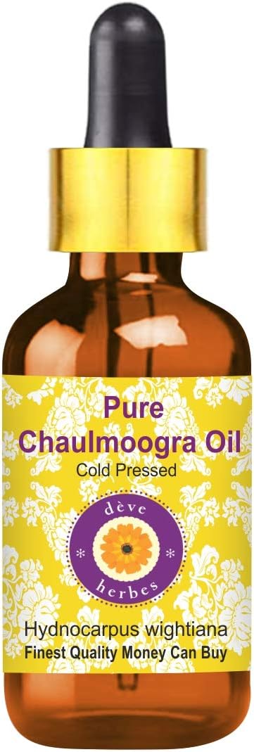 Deve Herbes Pure Chaulmoogra Oil (Hydnocarpus wightiana) with Glass Dropper | Cold Pressed | Natural | Undiluted | For Diluting Essential Oils | For Skin & Massage | Men & Women | 30ml
