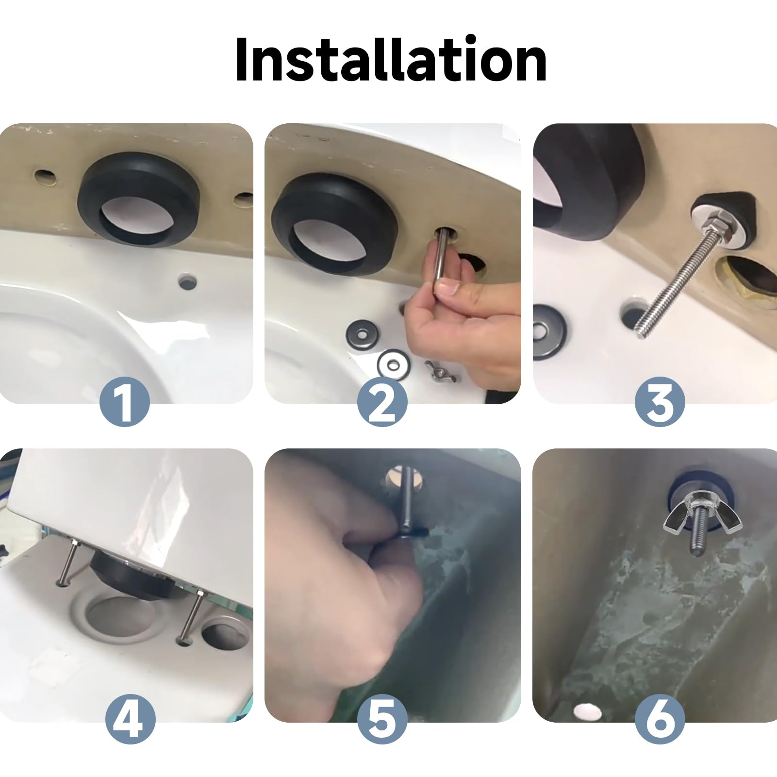 UIHRLM Toilet Cistern Seal Kit, Stainless Steel Toilet Tank Bolts with Rubber Washer, M6 Bolt Through Sealing Rings - Image 4