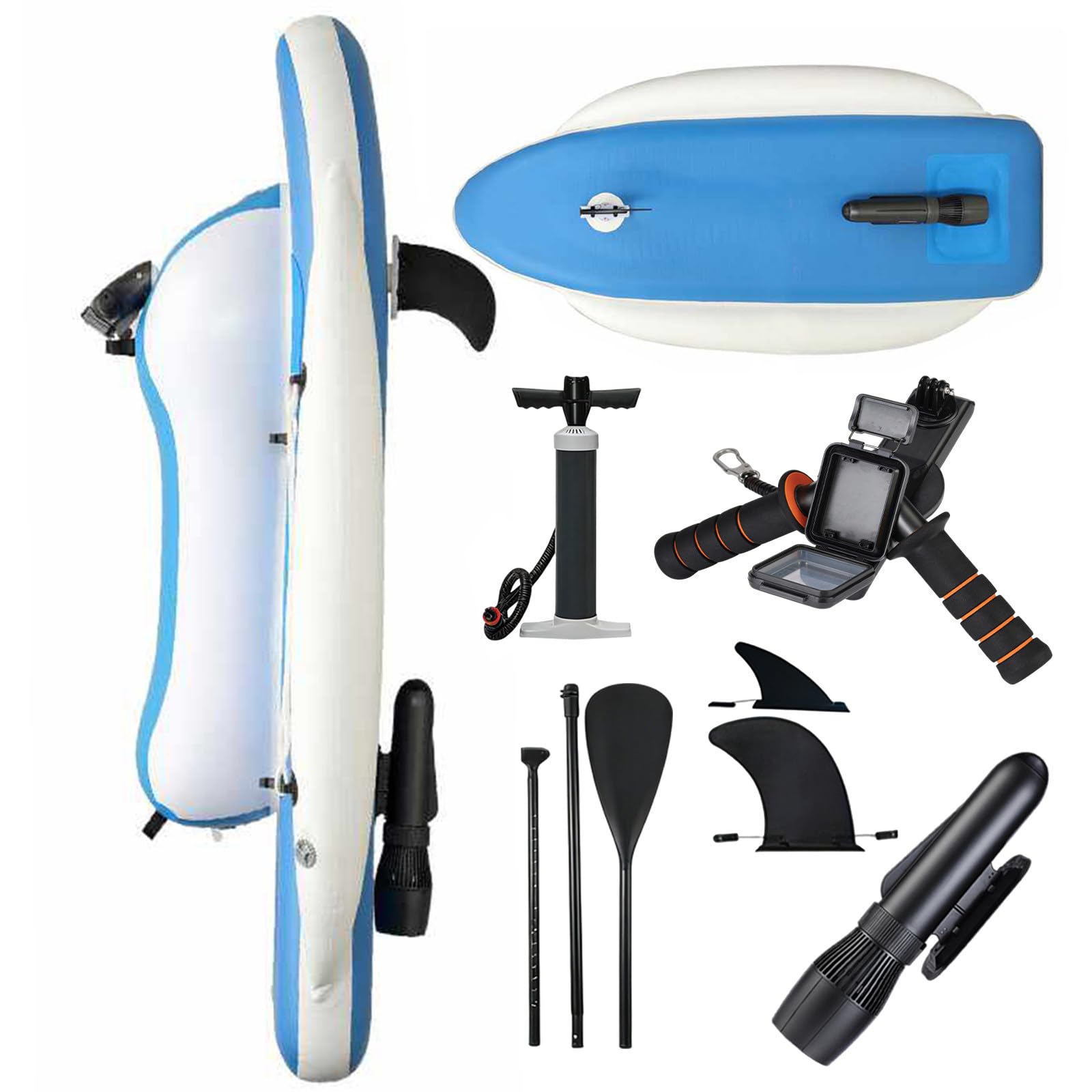 Scooter Subacuático Y Moto Acuática Inflable: 3 Formas De Jugar: Kayak, Lancha Motora Y Propulsión para Buceo. Motor Sin Escobillas Y Capacidad De 200 kg, Ideal para Snorkel Y Pesca 700W