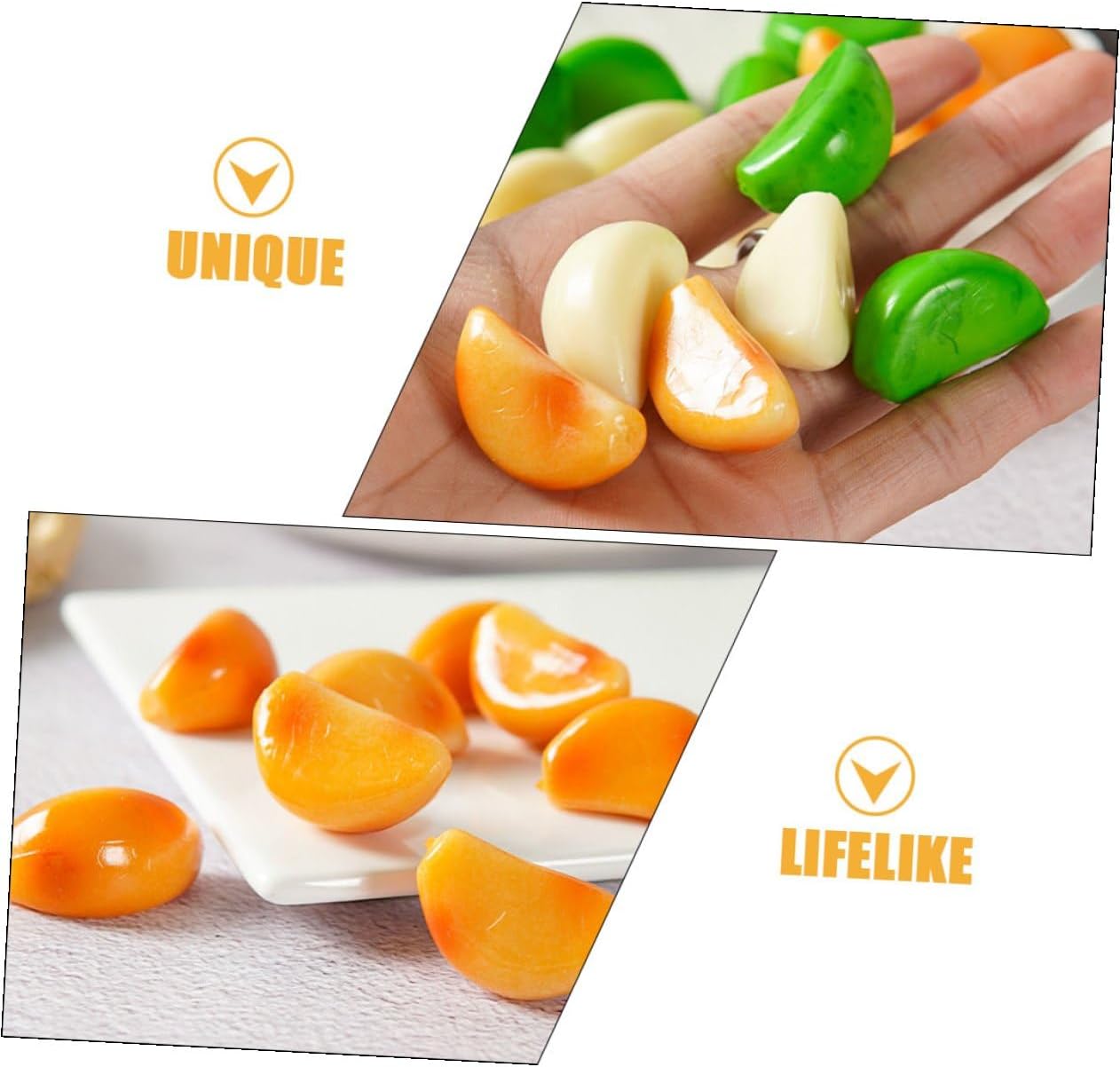 Artificial Garlic Cloves Model, Realistic Fake Vegetable Decoration, 6pcs Simulation Garlic Flakes Set for Home Kitchen Display and Photography Props
