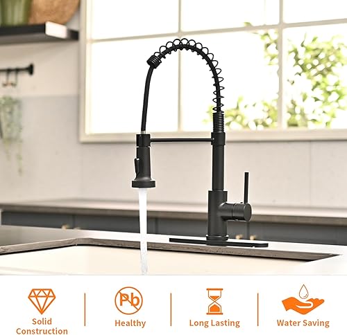 Miniatura 11 de OwOFAN - Grifos de cocina con rociador de latón sólido con níquel de cepillado industrial, de una sola manija, grifo para granja, campamento, Níquel