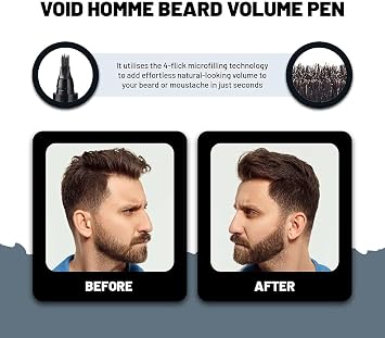 VOID Homme Beard Pen Filler for Men (Pack of 4) Instant Beard Pen & Filler Beard Pencil, Easy Beard Pen Liner, Beard Filler Pen for Beard Filling Pen Kit & Beard Marker, Waterproof Pen (Black)