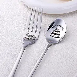 Presentes de feliz aniversário de 50 anos para ela, marido, esposa, presente de aniversário de 50 anos, utensílios de mesa para mulheres, homens, presentes de 50 anos para mãe, pai, presente de