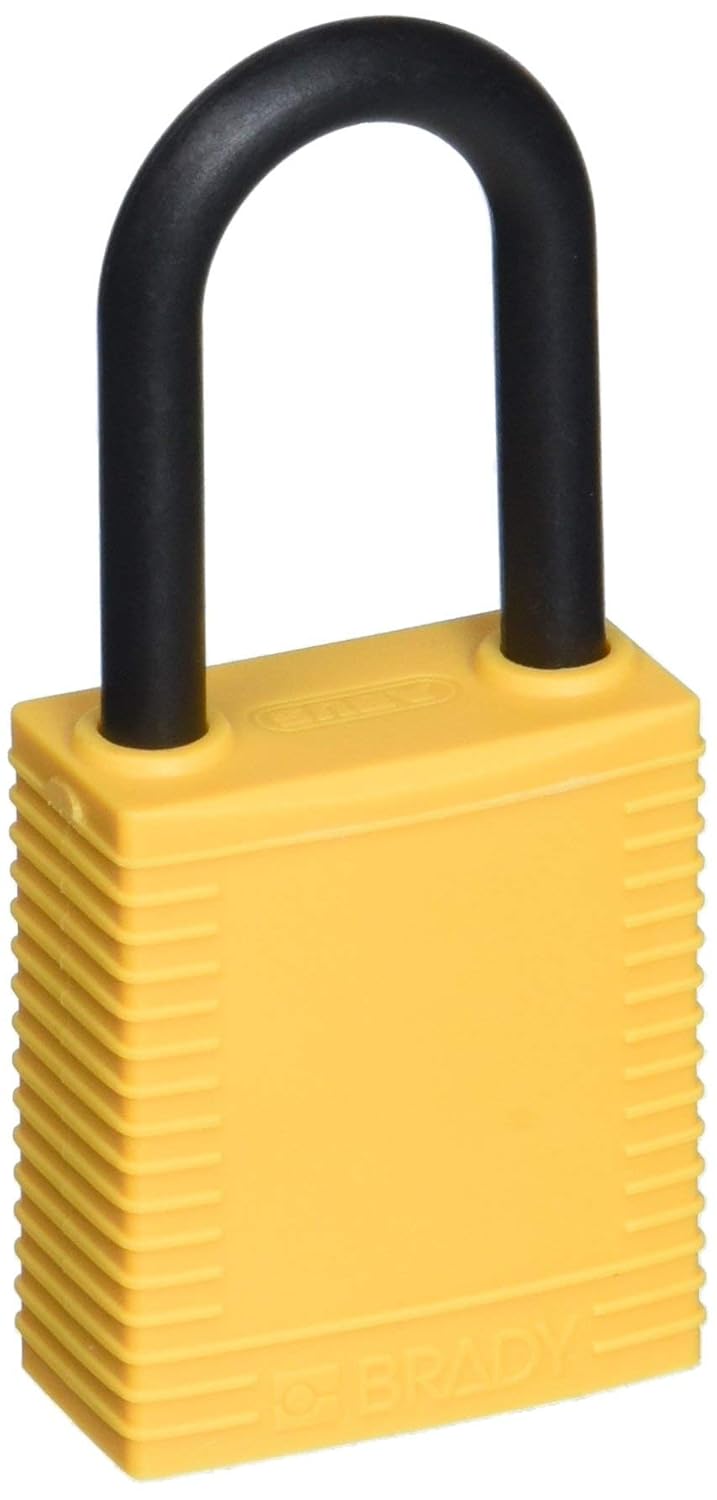 Brady 123345 "Danger Locked Out DO NOT Remove" Padlock, Nylon Plastic, Yellow (Pack of 6)