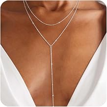 Lariat Gold Necklace for Women, Dainty Long Necklaces 14k Gold Plated Y-Shaped Layered Drop Necklaces for Women Trendy Simple Gold Jewelry for Prom Vacation Gifts