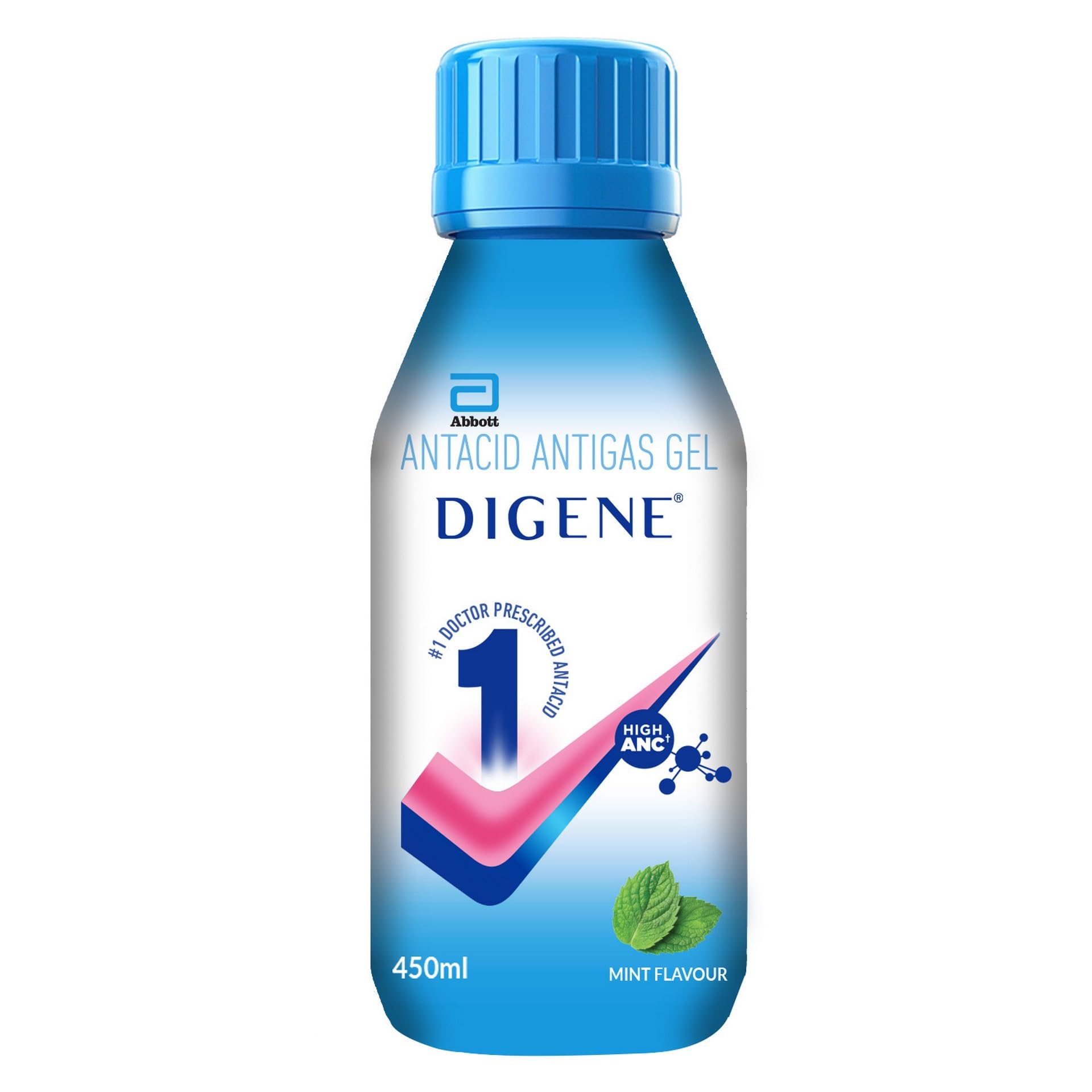Digene Mint - Bottle of 450ml Antacid Antigas Syrup | Quick and Lasting Relief from Acidity, Gas, Bloating, Heartburn and Indigestion | Anytime, Anywhere Bottle Pack | Sugar Free Medicine | Doctor's No.1 Antacid Brand | Refreshing Mint Flavor | Eco Pack