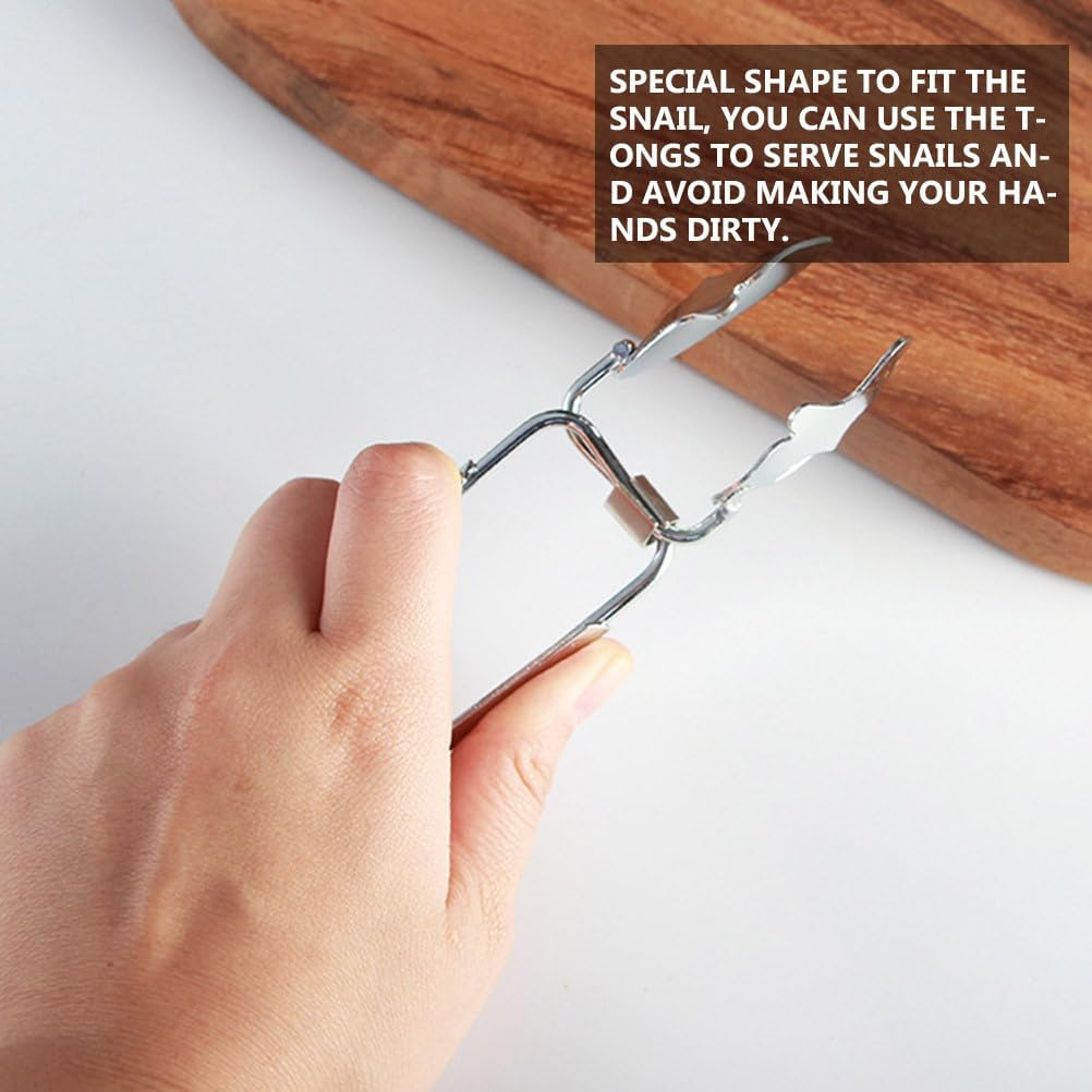 Ipetboom 4 pack Escargot Tongs Stainless Steel Snail Tong Tableware Food Serving Clip Clamp with Ergonomic Curved Handle Heat Resistant for Dining Party Buffet 12.59 X 3.93 X 3.14 in