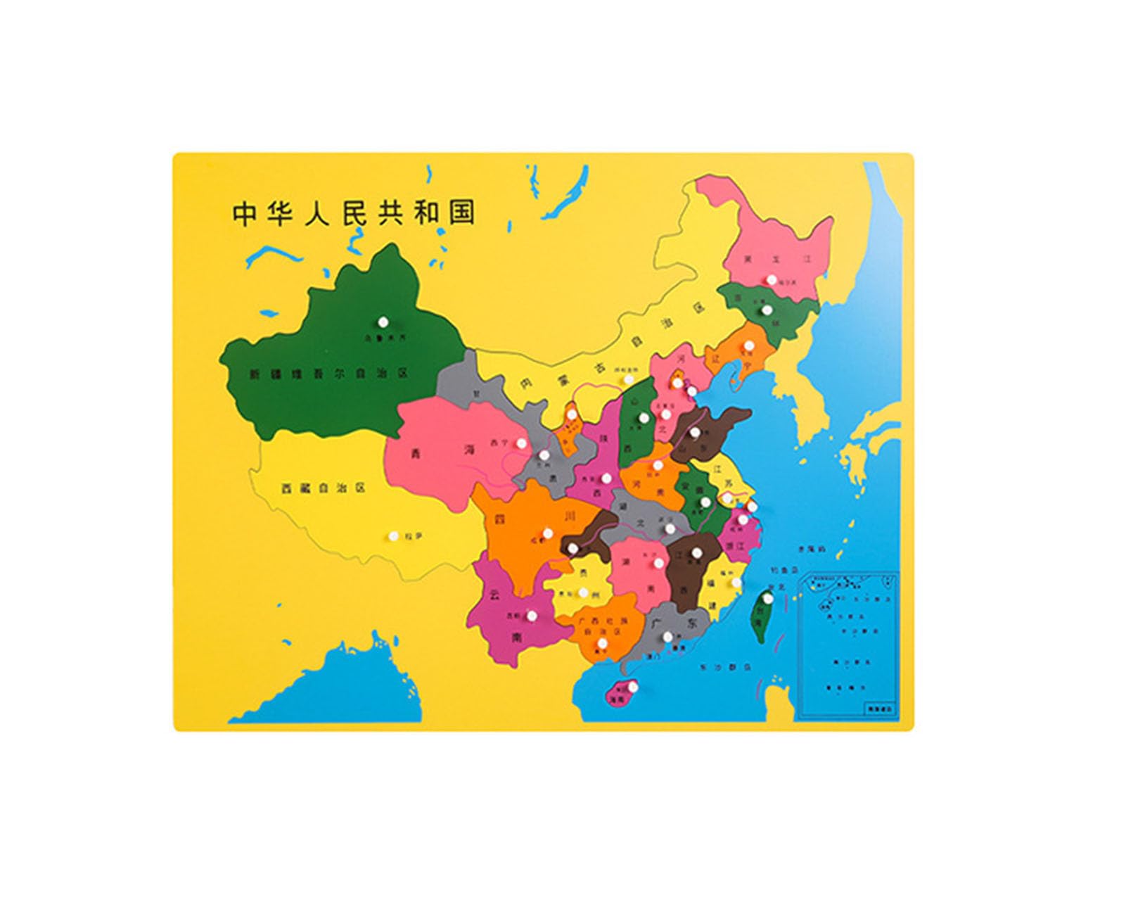 Rompecabezas Montessori de Mapas, Rompecabezas de Madera de China y del Mundo para Niños, Juguete Educativo de Geografía,China