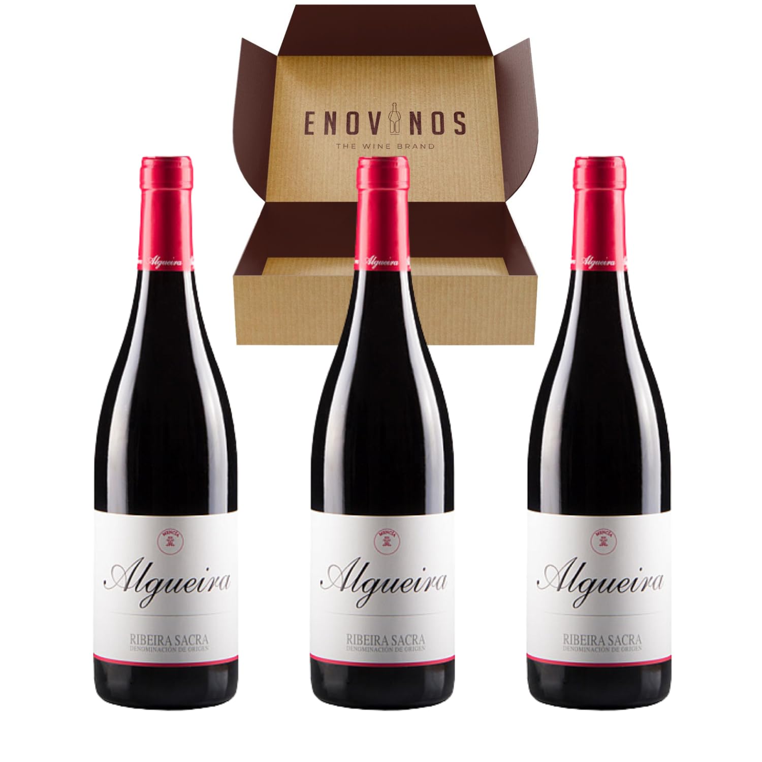 Vino Algueira Mencia Joven - x3 Botellas Vino Tinto 100% Mencía de la Ribeira Sacra 75 cl - Mejor Selección ENOVINOS