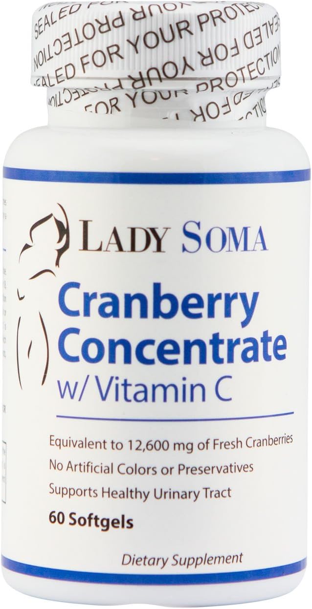 Lady Soma Cranberry UTI Dietary Supplement w/Vitamin C, 60 Soft Gels