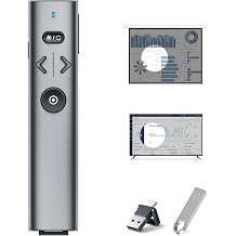 Presentation Clicker Rechargeable w Highlight for TV LED LCD Screen Digital & Laser Pointer USB C A Wireless Presenter Remote with Magnify, Mouse,Annotation for MacBook Win
