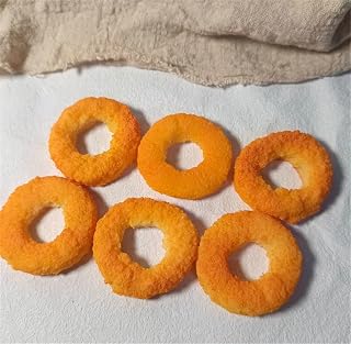 6pcs Artificial Fried Onion Rings Fake Simulation Calamari Ring Lifelike Squid Rings for Decoration Display Props