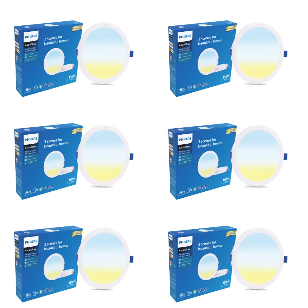 PHILIPS 15W 3in1 Round AstraGlow Pro LED Ceiling Light | Slim Surface Panel for Home & Office | Energy Efficient Bright LED Fixture | Pack of 6-image-35