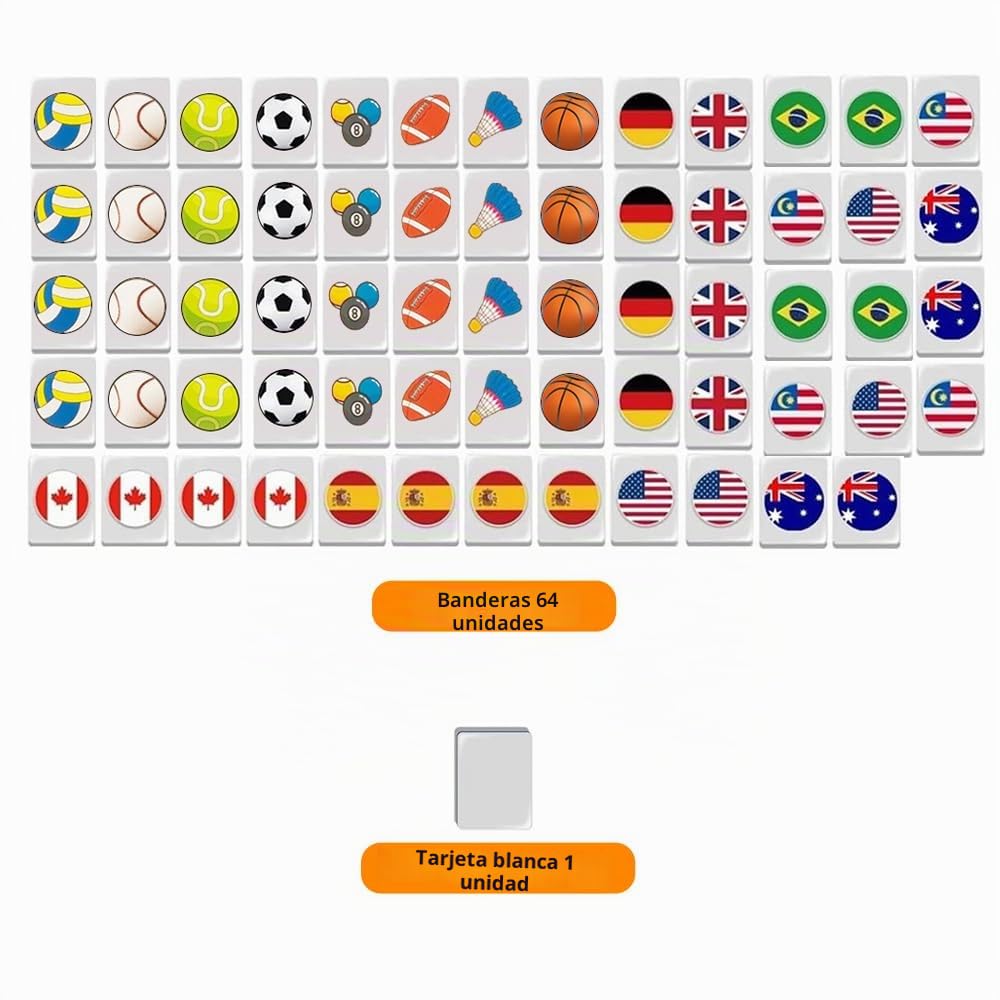Seaside Escape Game, 65 Piezas 30mm Juego de Mahjong con Bandera Nacional, Bloques de Juego de Escape Junto al Mar, Seaside Escape Juego de Mesa, Juegos de Mesa Familiares para Adultos y Niños