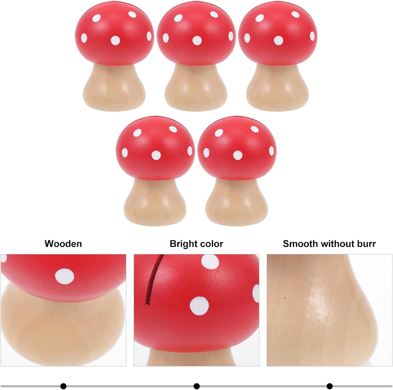 5pcs Mushroom Shaped Wood Photo Card Holders Easy to Fix Message Clips for Home, Office, Shops Desktop Decoration and Memo Stand