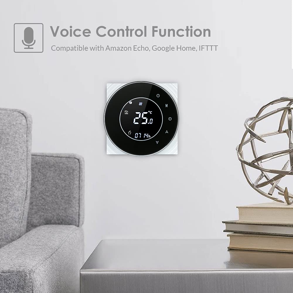 Termostato Wi-Fi para caldera de gas, termostato digital, programable, pantalla LCD táctil con retroiluminación y función de control de voz, cronotermostato BHT-6000-GC