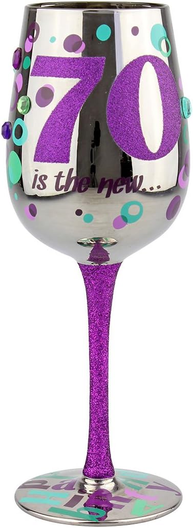 Top Shelf 70Th Birthday Wine Glass, 15oz, Multicolored