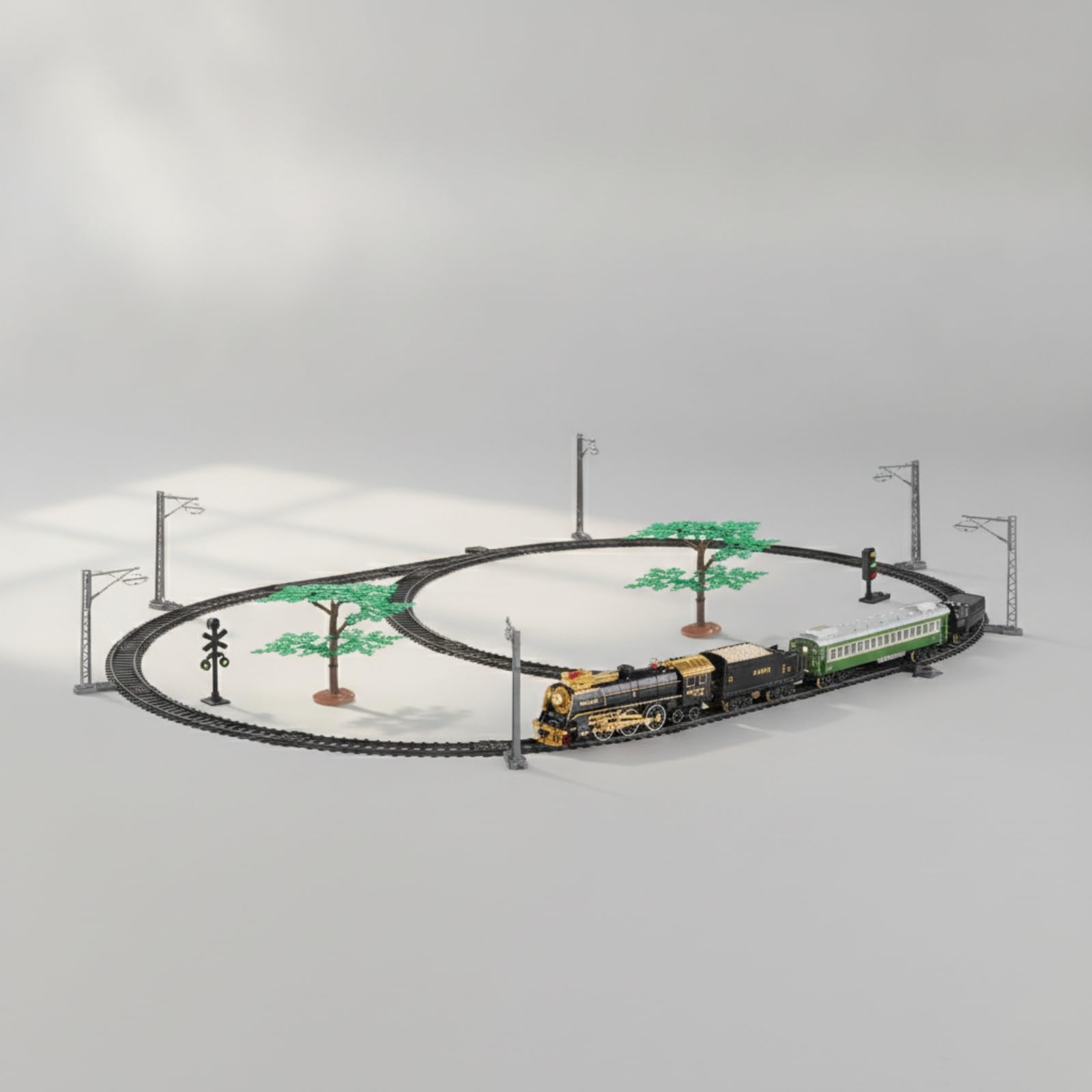 Colcolo Treno Vapore Elettrico lecomandato Illuminato Treno con Motrice in Metallo da Montare Trenino a Vapore per Gioco Manuale Costruttivo