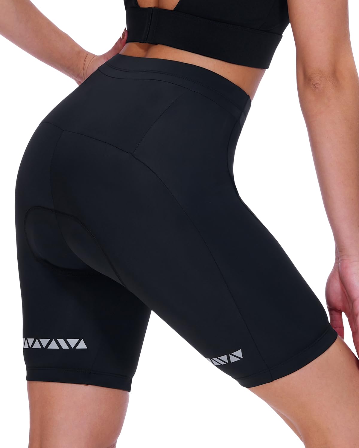 Sportneer Women's Cycling Shorts Padded Quick-Drying Cycling Shorts Women's Short Elastic Cycling Shorts with Seat Padding 4D Wider and Thicker Padding