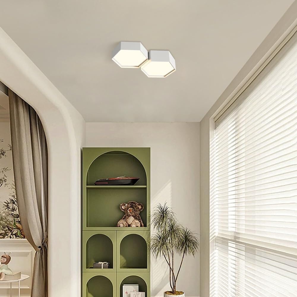 Geometric Ceiling Light Dimmable Modern LED Ceiling Light with Remote Control, Acrylic Ceiling Lighting Fixture for Living Room Dining Room Kitchen Office Lamps (6000k)