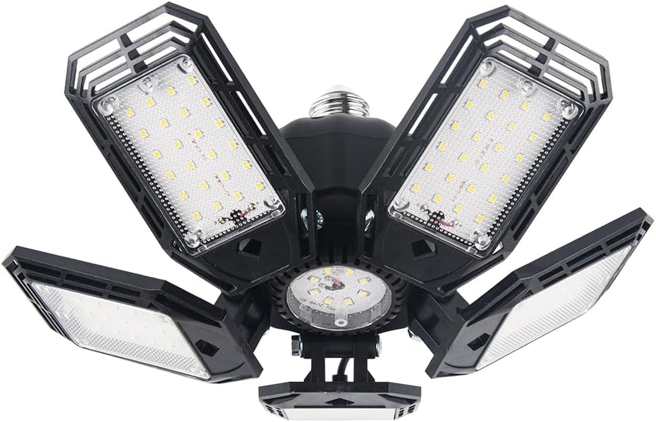 Adjustable LED Garage Light,5-Panel Deformable High Bay Shop Light–120W, 10800LM, 6500K Daylight Bright Lighting for Garage,Workshop,Basement,Warehouse