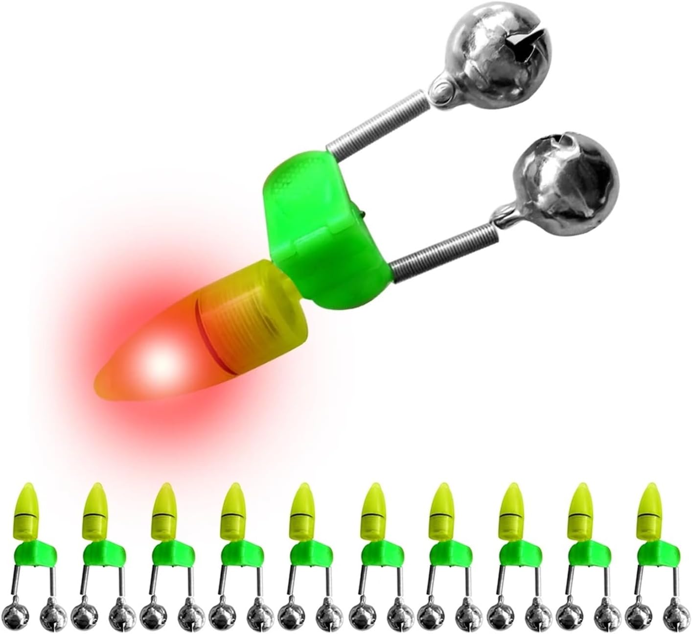 Sturdy 30 Pcs LED Night Fishing Rod Bite Alarm Lights with Dual Ringtones, Indicator