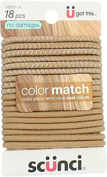 Scunci Beautiful Blends Hair Ties, 18 Count Pack of 1