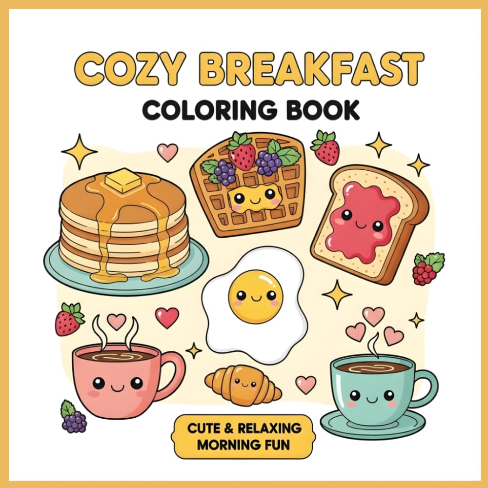 Cozy Breakfast Coloring Book: A Cute and Relaxing Coloring Book Featuring Pancakes, Waffles, Toast, Eggs, and Cozy Morning Treats for Kids, Teens, and Anyone Who Loves Breakfast Fun