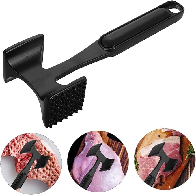 Martillo ablandador de carne doble cara de acero inoxidable color negro miniatura 8