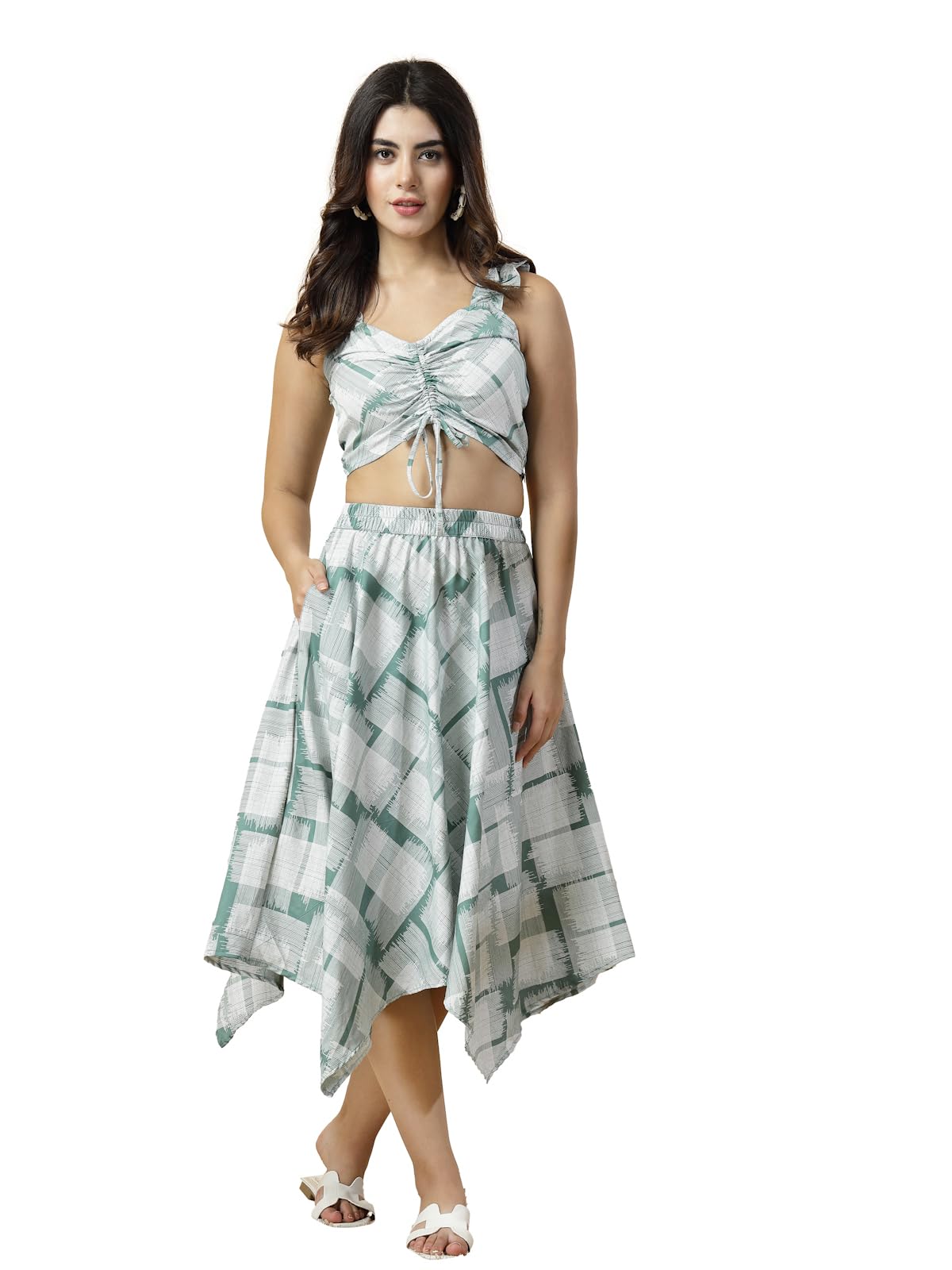 Crepe Top and Skirt Set for Women 2