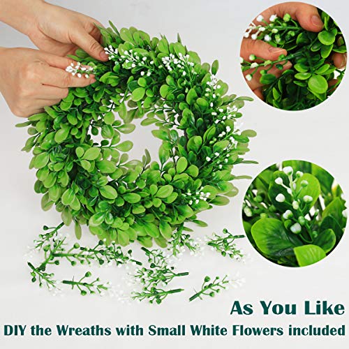 4 Packs Artificial Boxwood Wreaths 12 Inches Faux Greenery Leaves Wreath For Front Doors, Windows, Hanging Wall, Farmhouse, Wedding Party, And Home Decorations #TOP5