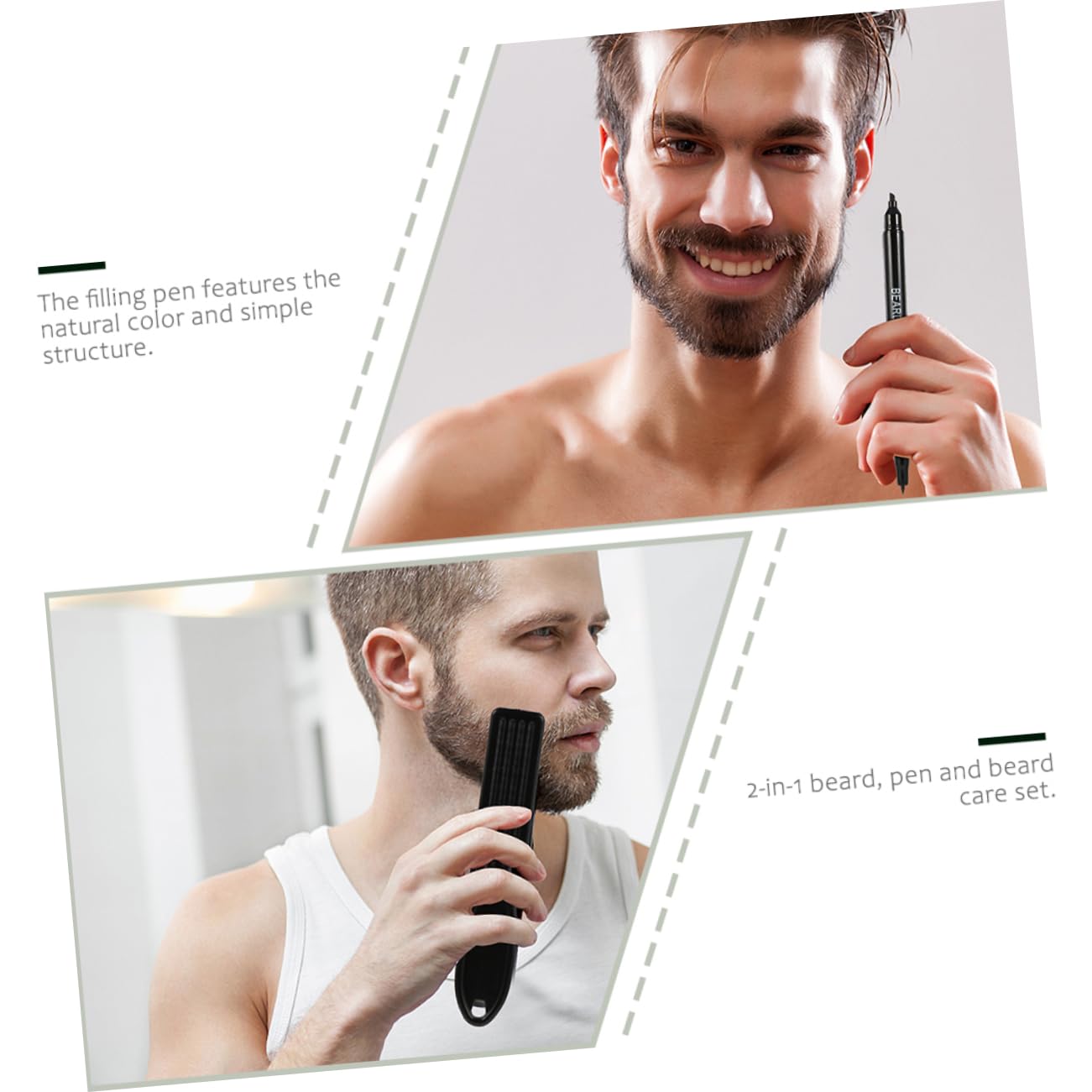 Beard Filling Pen Set 2-in-1 Beard Pencil and Brush Convenient Styling Tool for Men for Grooming and Filling Gaps for
