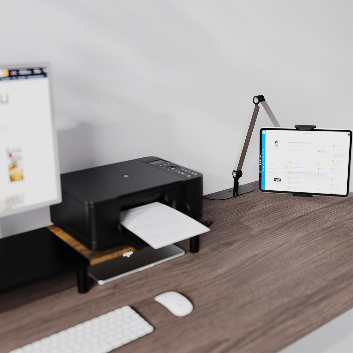 Phone and Tablet Holder for Bed,Sofa and Desk Dual Use-Weight Base, Adjustable Arm Stretchable Stand, Compatible with iPad mini Air Pro, Galaxy Tab, Kindle, Switch, Phone - Silver