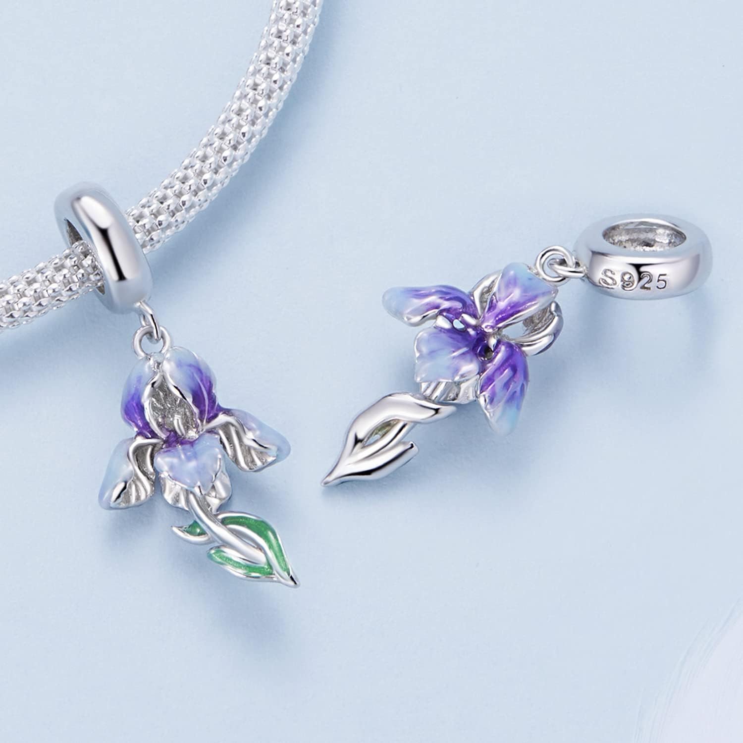 Iris Pendant Charm 925 Sterling Silver Charm Fits For Pandora Bracelet Necklace,BSC815