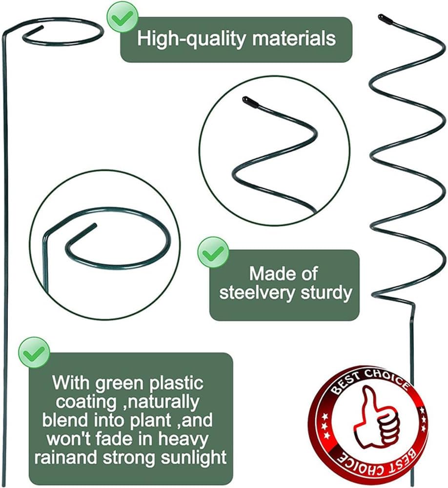 Tomato Twist Stakes, Heavy Duty Spiral Plant Supports for, Rust-Proof Metal Round Pile for Climbing Plants, Potted Flower Support Bracket, Used to Support Tomatoes and Vines (A+B10pcs)