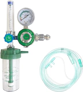 WX-YQ 02 Oxygen Pressure Gas Regulator Inhaler O2 Pressure Reducer Oxygen Gauge Flow Meter, Buoy Type Male Thread and Tube