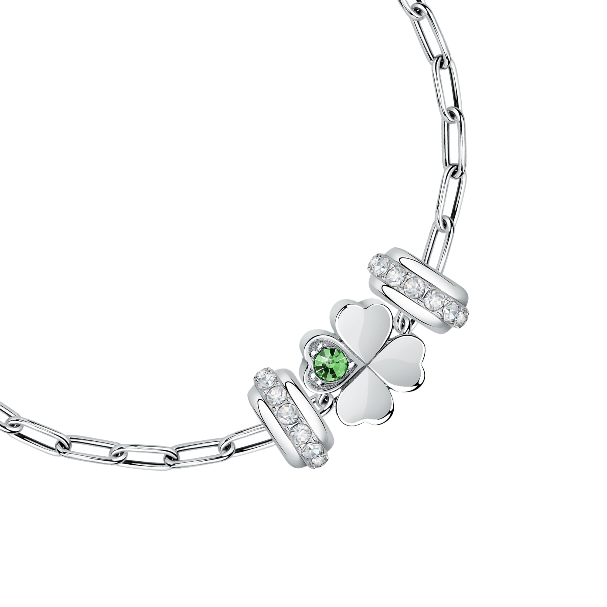 Morellato Bracciale Quadrifoglio Donna Acciaio Cristallo Collana Portafortuna DROPS Collezione SCZ1351