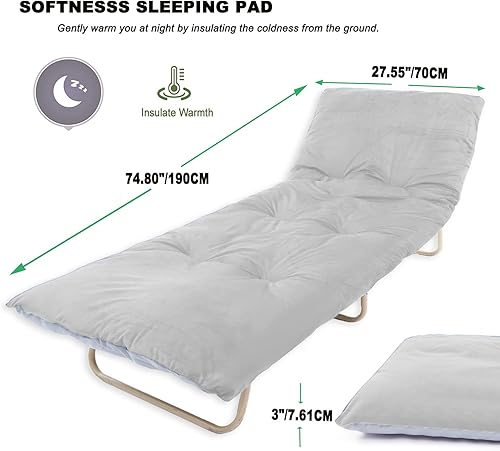 Miniatura 3 de Gehannah Alfombrilla de dormir gruesa para campamento, suave y cómoda de microfibra para acampar, para adultos, colchonetas de dormir ligeras y