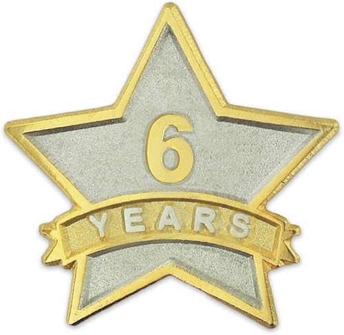 PinMart Year Service Award STAR - Pin de solapa de metal chapado en oro y plata para el lugar de trabajo - 1-30 años de servicio Star Pines para