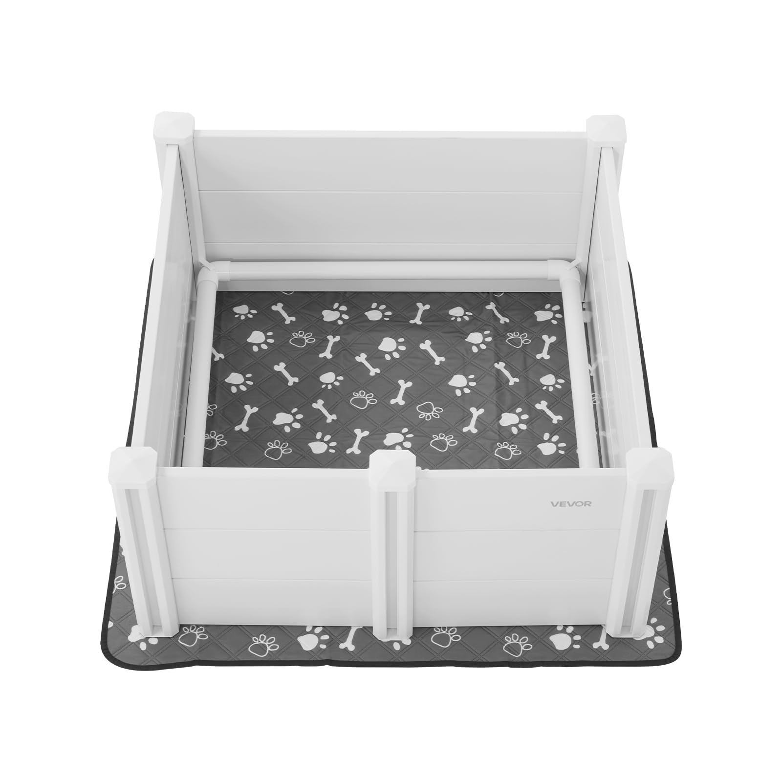 VEVOR Parc de Mise Bas pour Chien, 98 x 98 x 46 cm, Caisse de Mise Bas pour Chiots, avec Porte Hauteur Réglable, Tapis d'Urine Lavable, Boite de Naissance en Plastique PVC pour Chiens de Moyenne Race